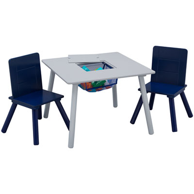 Image of Delta Children 3-Piece Kids Table & Chair Set with Storage - Grey