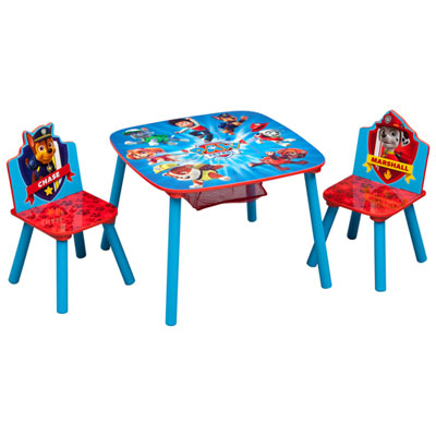 Image of PAW Patrol 3-Piece Kids Table & Chair Set with Storage - Blue