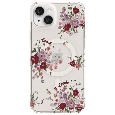 Image of Coach Fitted Hard Shell Case with MagSafe for iPhone 14 Plus - Floral Purple Bundle