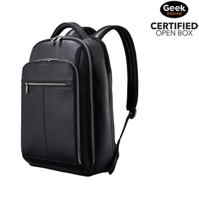 "Open Box - Samsonite Classic Leather 15.6"" Laptop Commuter Backpack - Black"