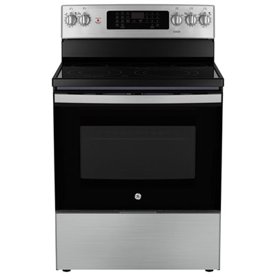 Cuisinière Électrique Autonome À 5 Éléments Avec Convection Véritable Et Friture À L'air 5,0 Pi³ 30 Po De Ge (Jcb840Stss) - Inox GE at its best