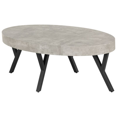 City Life Contemporary Oval Coffee Table - Concrete Grey Nice Table