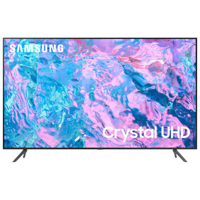 Open Box - Samsung 55" 4K UHD HDR LED Tizen Smart TV (UN55CU7000FXZC) - 2023 - Titan Grey Great TV but pour option Geek Squad