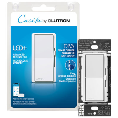 Image of Lutron Diva Smart Dimmer Switch for Caseta Smart Lighting (DVRF-6L-WH-RC)