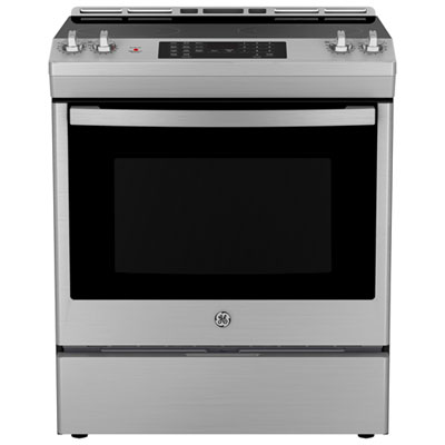 GE Profile 30" 6.2 Cu. Ft. True Convection 5-Element Freestanding Electric Air Fry Range (PCB905YVFS)-Stainless