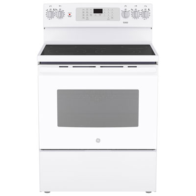 GE 30" 5.0 Cu. Ft. True Convection 5-Element Freestanding Electric Air Fry Range (JCB840DVWW) - White