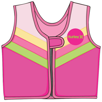 Hurley Neoprene Zip Up Swim Training Vest - Pink