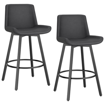 Image of Fern Modern Counter Height Barstool - Set of 2 - Charcoal