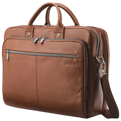 Open Box - Samsonite Classic Leather 15.6" Laptop Messenger Bag - Cognac