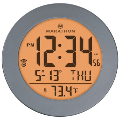 Image of Marathon Round Atomic Alarm Clock - Graphite Grey