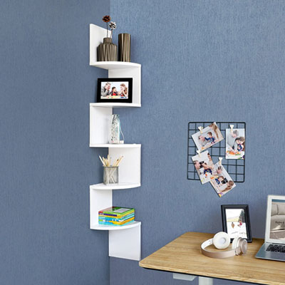 Image of Boutique Home 5-Shelf Floating Wall Shelf - White