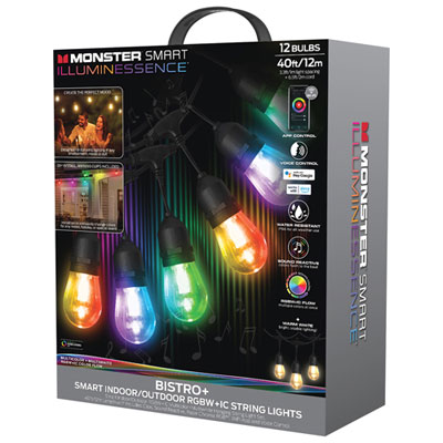 Image of Monster Smart Illuminessence BISTRO+ RGBW+ IC Patio LED String Light - 12 Lights