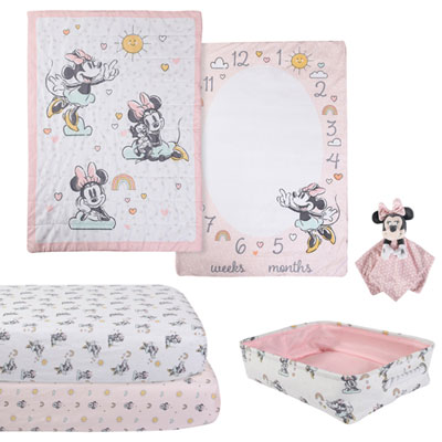 Image of Disney 5-Piece Nursery Crib Bedding Bundle - Minnie Mouse