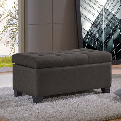Image of Contemporary Fabric Storage Bench Ottoman - Charcoal