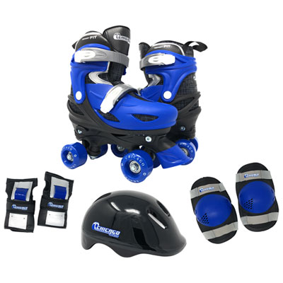 Chicago Adjustable Quad Roller Skates Combo Set - Blue - Size 1-4