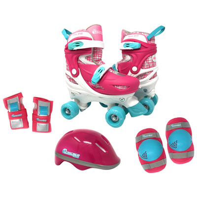 Chicago Adjustable Quad Roller Skates Combo Set - Pink - Size 1-4