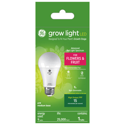 Image of GE Grow Light A19 LED Light Bulb - Red