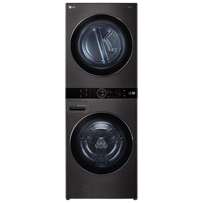 Open Box -LG WashTower 5.2 Cu Ft Washer & Dryer Laundry Centre (WKHC202HBA) -Black Steel -Scratch & Dent