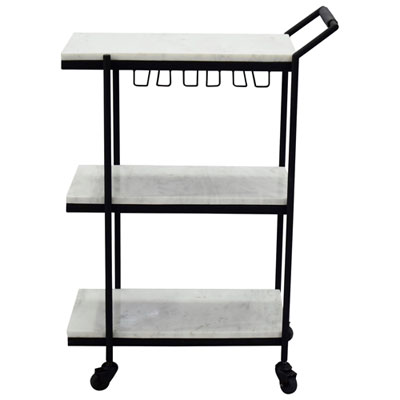Image of After Hours Contemporary Rectangular Bar Cart - White