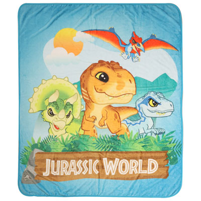 Image of Jurassic World Polyester Plush Throw Blanket - Blue