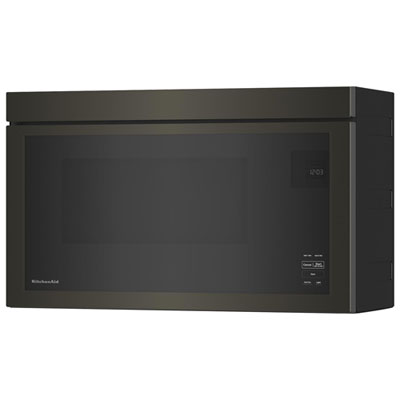 Kitchenaid Over-The-Range Turntable-Free Flush-Mount Microwave - 1.1 Cu. Ft. - Black Stainless Steel Looks so much better flush with the cabinet than typical over the range microwaves, and still has plenty of room for anything we cook or heat in a microwave