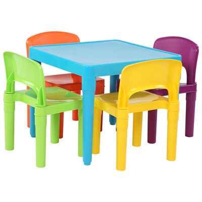 Image of Humble Crew Plastic 5-Piece Kids Table & Chair Set - Aqua