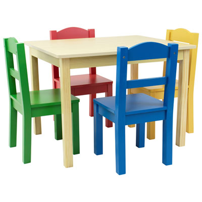 Image of Humble Crew 5-Piece Kids Table & Chair Set - Primary/Natural