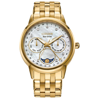 Image of Citizen Calendrier 37mm Women's Dress Watch - Gold-Tone/White/Gold-Tone