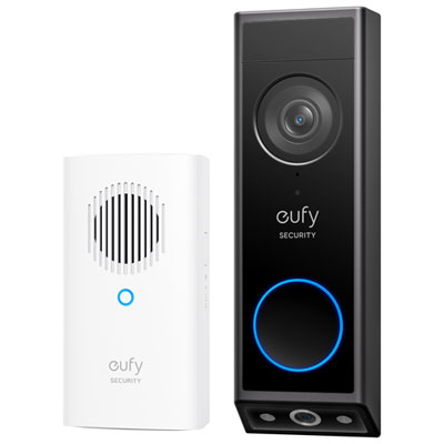eufy Wi-Fi 2K Dual Camera Video Doorbell with Chime - Black/White Great!