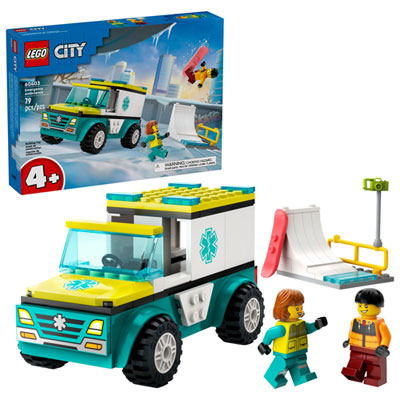 Image of LEGO City: Emergency Ambulance and Snowboarder - 79 Pieces (60403)