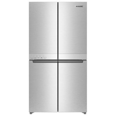 Open Box - KitchenAid 36" 19.4 Cu Ft Counter-Depth French Door Refrigerator (KRQC506MPS) -Metallic Steel -Scratch & Dent
