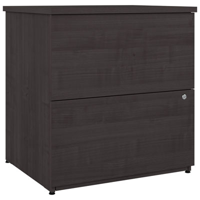 Image of Universel 2-Drawer Locking Filing Cabinet with Tip Guard - Charcoal Maple