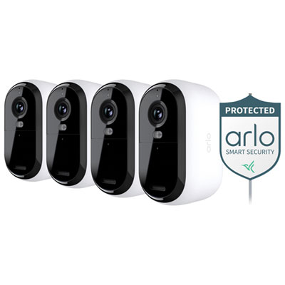 Arlo Essential Wire-Free Indoor/Outdoor 2K Security Camera (2nd Generation) - 4 Pack - White - Only at Best Buy Excellent with Subscription, otherwise no!