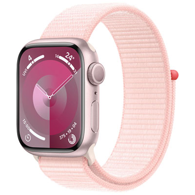 Image of Apple Watch Series 9 (GPS) 41mm Pink Aluminium Case with Light Pink Sport Loop - Small