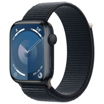 Image of Apple Watch Series 9 (GPS) 45mm Midnight Aluminium Case with Midnight Sport Loop - Small