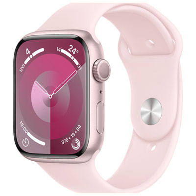 Image of Apple Watch Series 9 (GPS) 45mm Pink Aluminium Case with Light Pink Sport Loop - Small