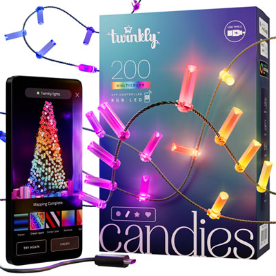 Image of Twinkly Candies Smart RGB LED Lights - Candles - 200 Lights - Exclusive Retail Partner