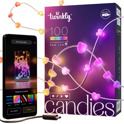 Image of Twinkly Candies Smart RGB LED Lights - Hearts - 100 Lights - Exclusive Retail Partner
