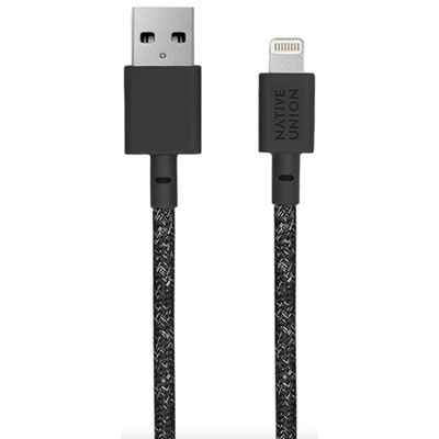 Native Union Belt 1.2m (4 ft.) USB-A to Lightning Cable - Cosmos Black Durable USB to Lightning