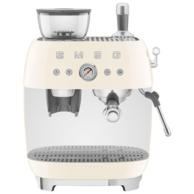 Image of Smeg Manual Espresso Coffee Machine with Frother & Coffee Grinder - Crema