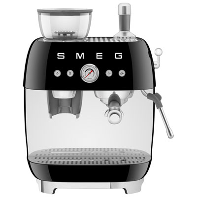 Image of Smeg Manual Espresso Coffee Machine with Frother & Coffee Grinder - Black