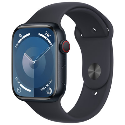 Bell Apple Watch Series 9 (GPS + Cellular) 45mm Midnight Aluminium Case w/Midnight Sport Band - S/M - Monthly Financing