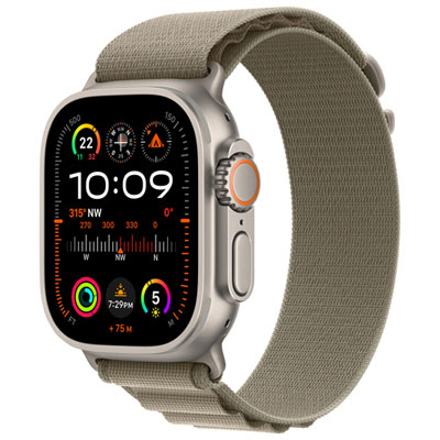 TELUS Apple Watch Ultra 2 (GPS + Cellular) 49mm Titanium Case w/Olive Alpine Loop - M - Monthly Financing