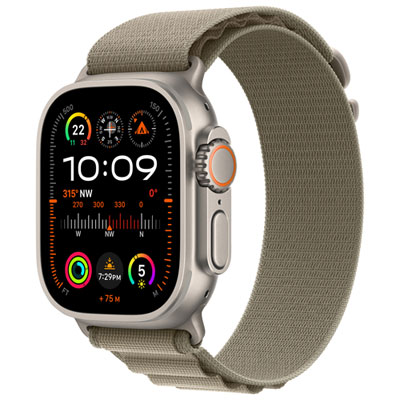 Rogers Apple Watch Ultra 2 (GPS + Cellular) 49mm Titanium Case w/Olive Alpine Loop - S - Monthly Financing