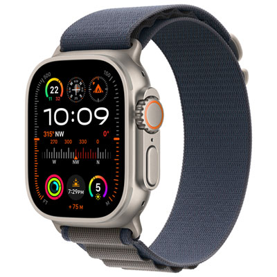 Image of Bell Apple Watch Ultra 2 (GPS + Cellular) 49mm Titanium Case w/Blue Alpine Loop - M - Monthly Financing
