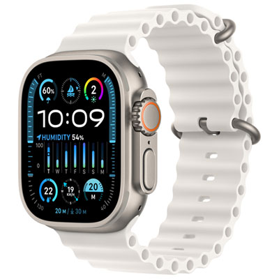 TELUS Apple Watch Ultra 2 (GPS + Cellular) 49mm Titanium Case w/White Ocean Band - Monthly Financing