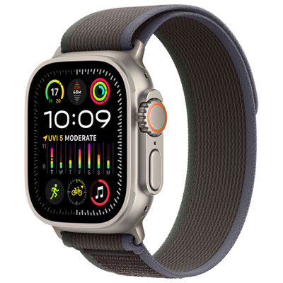 Apple Watch Ultra 2 (Gps + Cellular) Avec Boîtier De 49 Mm En Titane Et Bracelet Sentier Bleu/noir Par Telus - Moyen/grand - Financement Mensuel