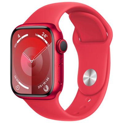 Image of Rogers Apple Watch Series 9 (GPS + Cellular) 41mm (PRODUCT)RED Aluminum Case w/ (PRODUCT)RED Sport Band - M/L - Monthly Financing