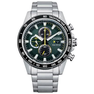 Image of Open Box - Citizen Sport Casual 44mm Men's Solar Powered Chronograph Sport Watch - Green/Silver