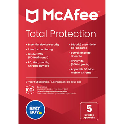 Image of McAfee Total Protection (PC/Mac/iOS/Android) - 5 Device - 2 Year - Only at Best Buy